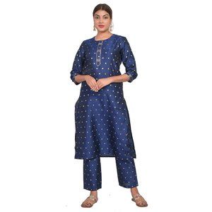Riara Kurti with Pant Suit for Women Art Silk Regular Girls Designer Kurta Dress
